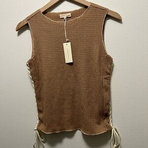 Gilded Intent Tan Tank Top with Tie sides